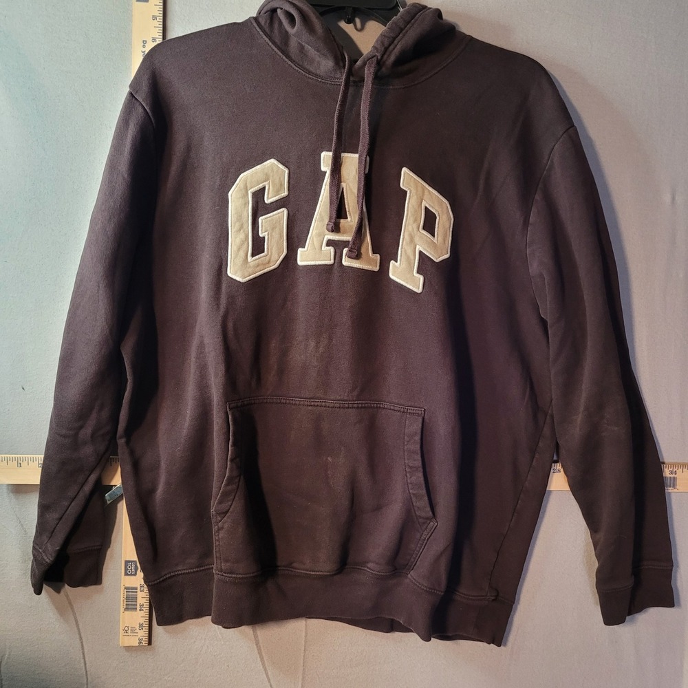 Gap Logo Hoodie Mens XXL Brown Fleece Pullover Sweatshirt Arch Logo‎ Classic
